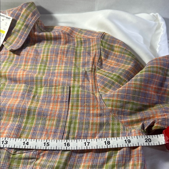 VINTAGE COUNTY SEAT Women’s Plaid Button Up Top XL Front Pockets Long Sleeve - Picture 6 of 6